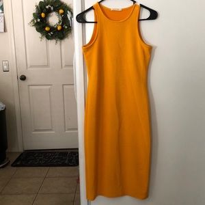 Long Heart and Hips gold dress
